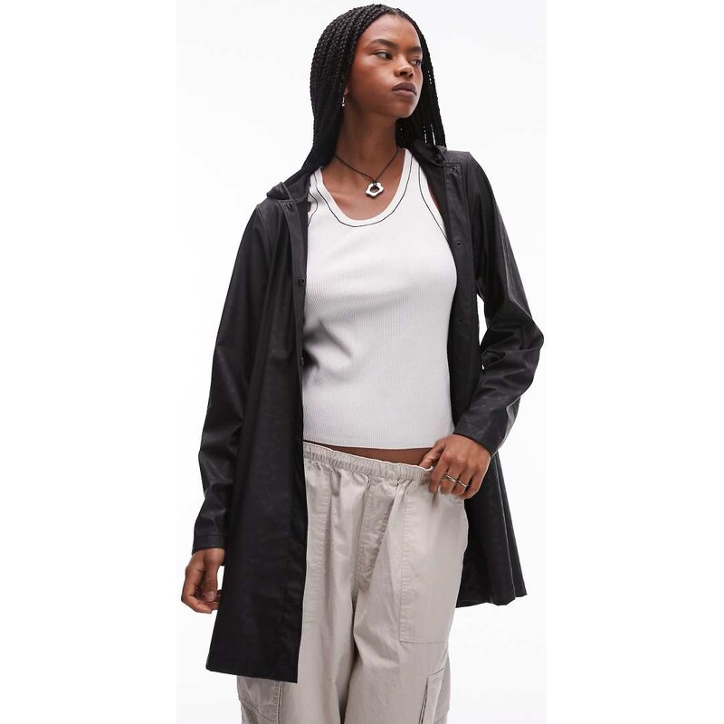 Rains A-line waterproof jacket with tonal logo in black 105396479