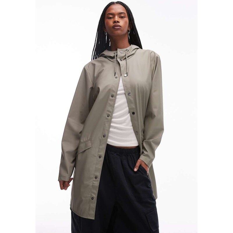 Rains 12020 waterproof long jacket in light khaki-Green 105387028