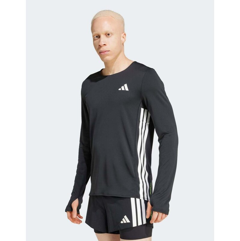 adidas performance Adizero running long sleeve tee in black