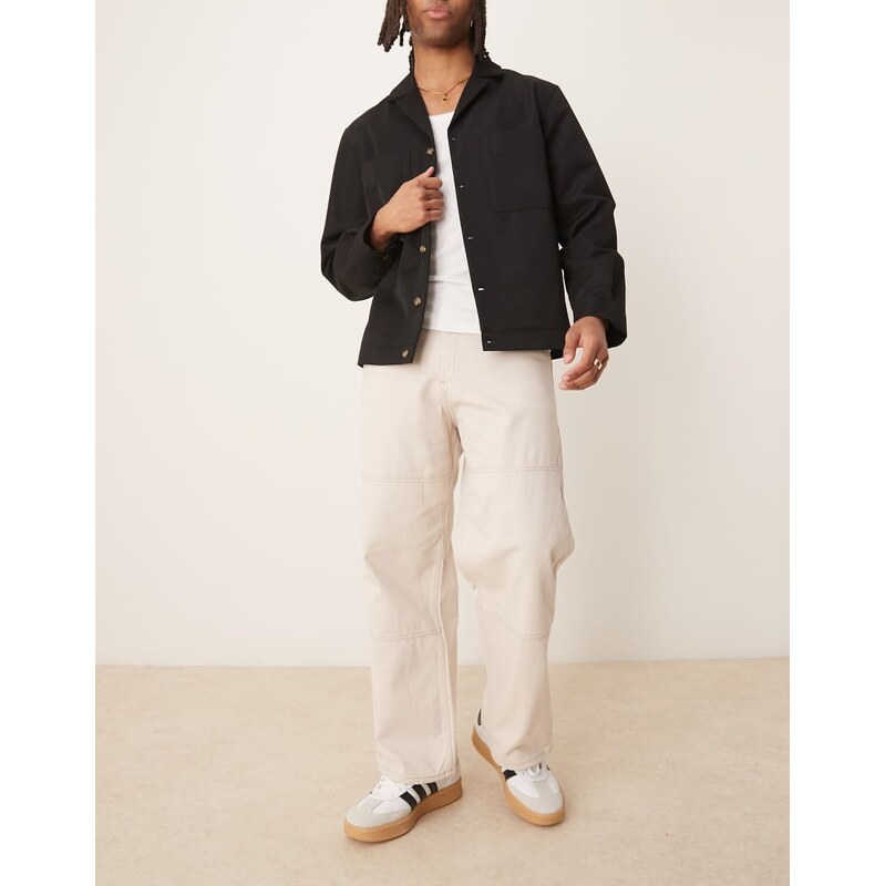 Jack & Jones baggy fit carpenter trouser in beige with