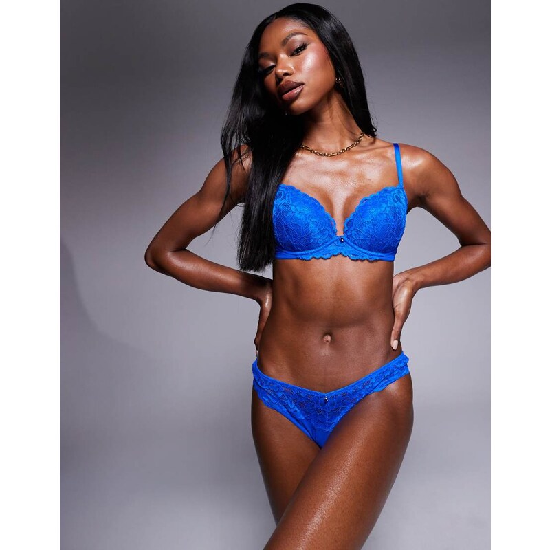 Ann Summers Sexy Lace padded plunge bra in cobalt blue 105362111