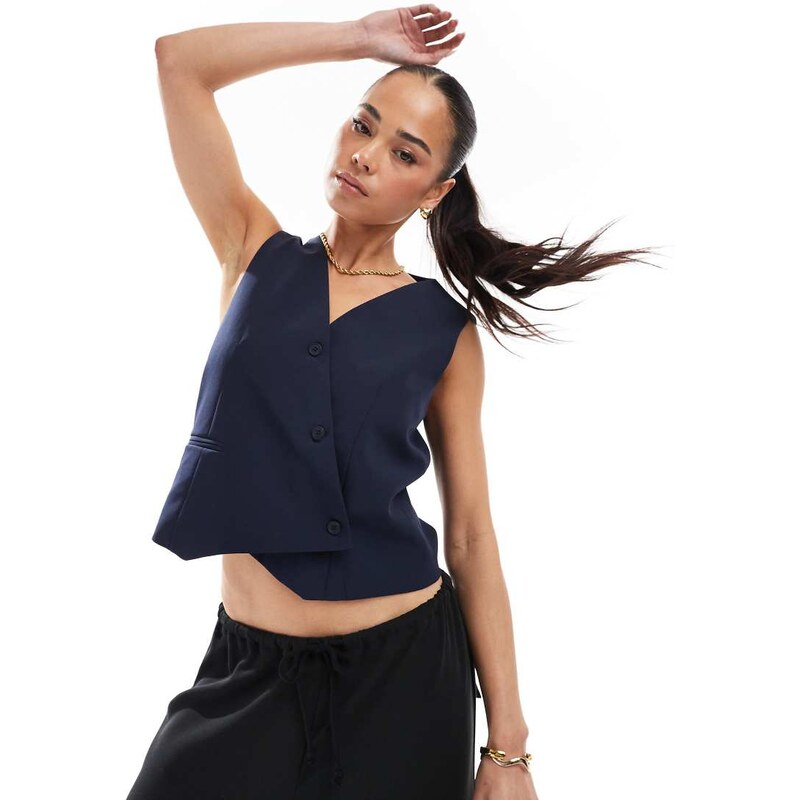 ONLY asymmetric detail waistcoat in navy 105362019