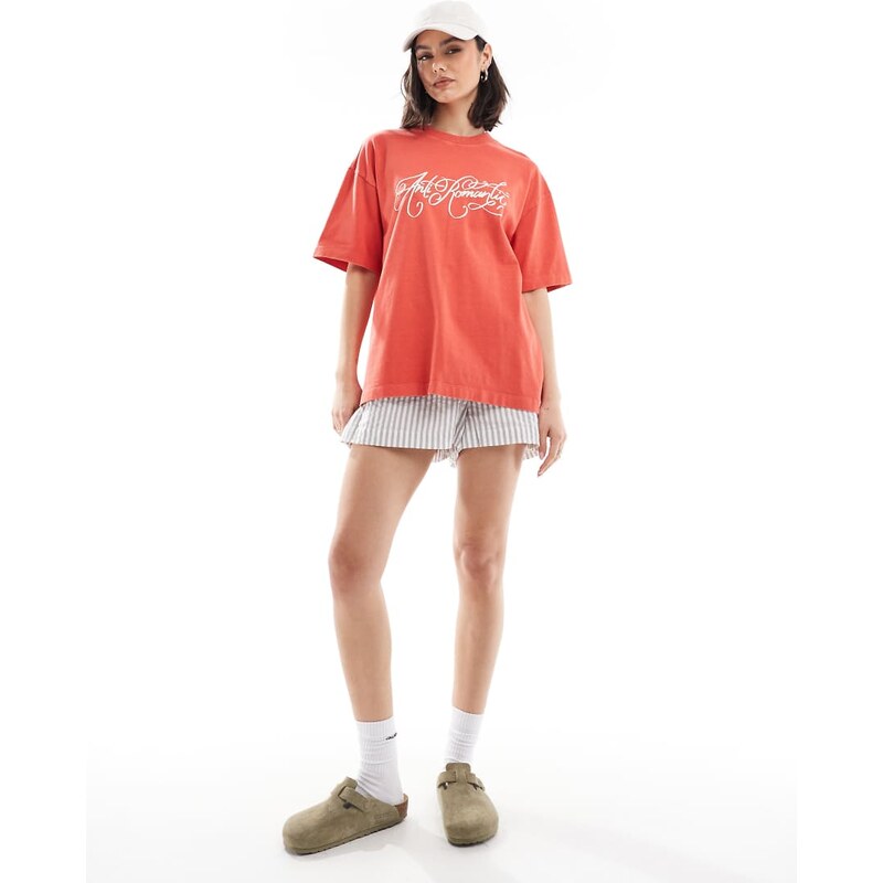 Cotton On anti romantic boxy graphic tee in red-Grey 105362012