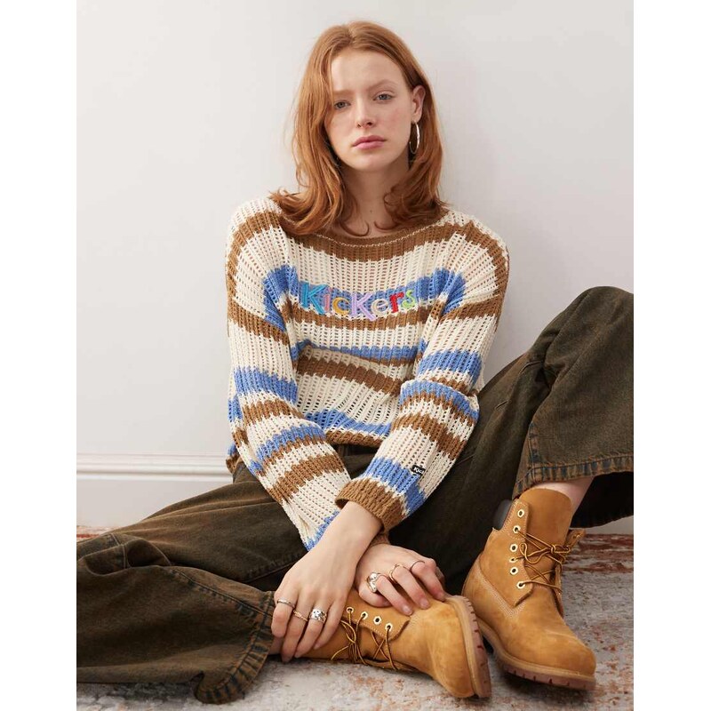 Kickers loose fit open knit retro stripe knit-Multi 105458192