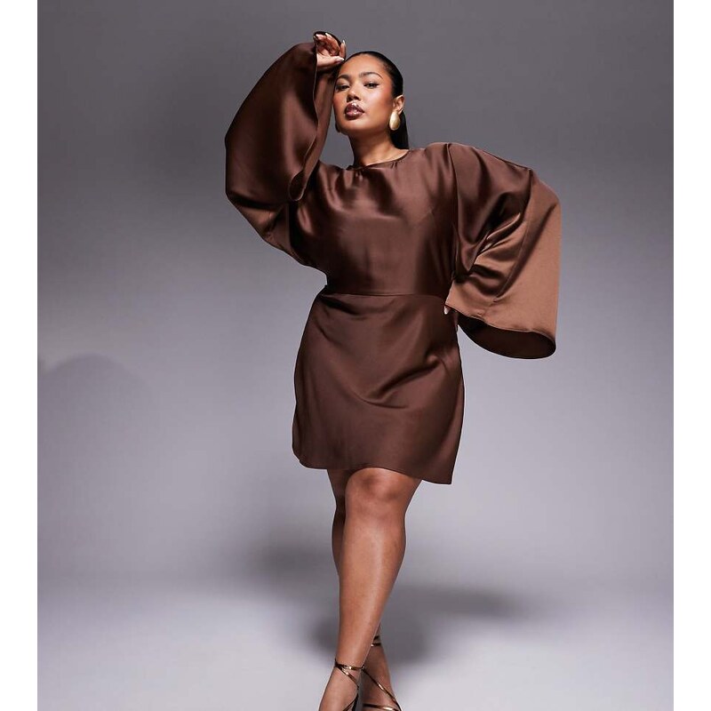ASOS Curve ASOS DESIGN Curve structured batwing playsuit with skort 105362112