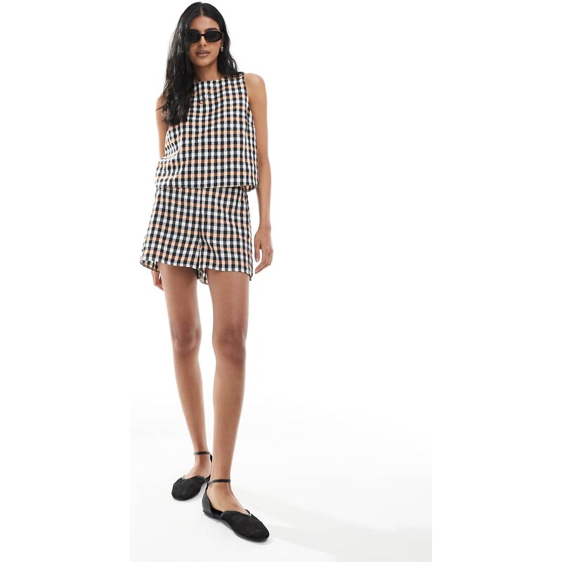 ASOS DESIGN co-ord boxer short in gingham-Multi 105362137