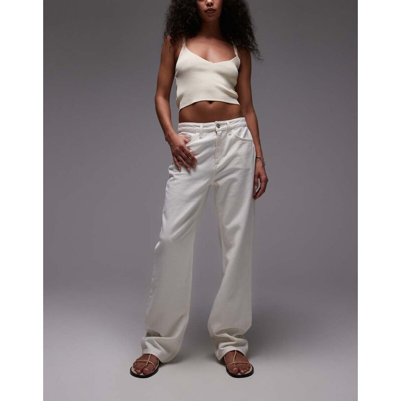 Mango Matilda straight leg jeans in off white