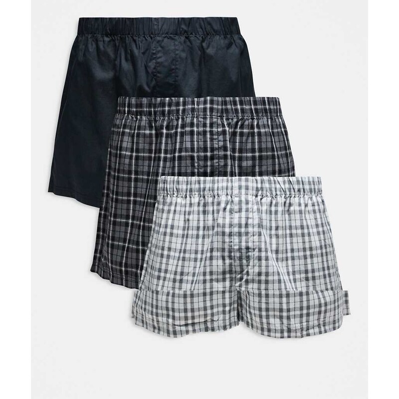 Jack & Jones 3 pack check boxers in black