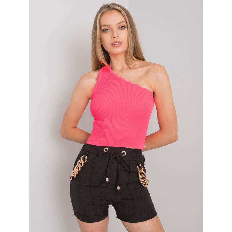 BASIC Neonově růžový top na jedno rameno -pink Tmavě růžová 76253650