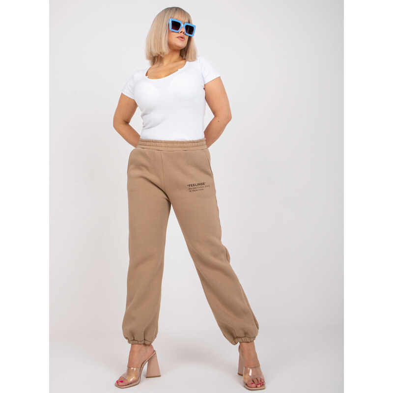 BASIC Tmavě béžové tepláky -dark beige Béžová 85874475