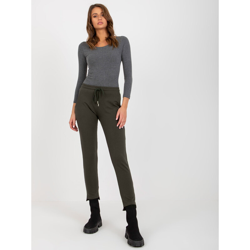 RELEVANCE Khaki basic tepláky s kapsami RV-DR-8380.25P-khaki