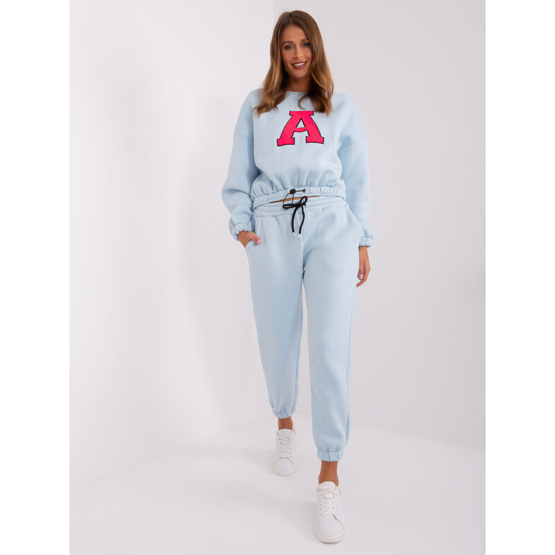 BASIC Světle modrá tepláková souprava bez kapuce -light blue