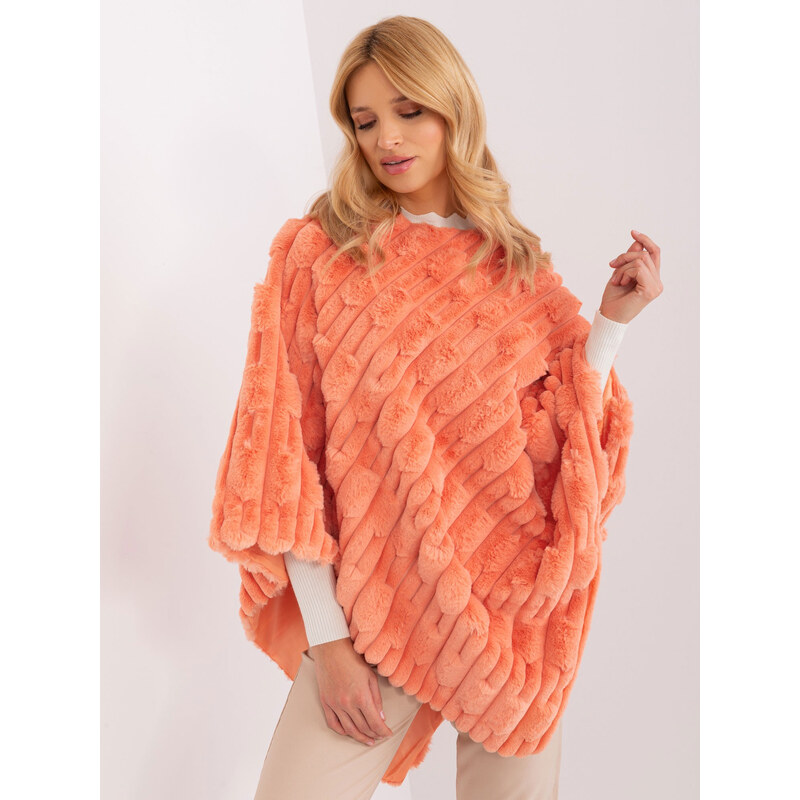 ITALY MODA Oranžové kožešinové teplé pončo --orange Oranžová 88469645