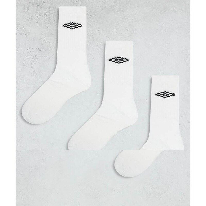Umbro 3 pack crew socks in white