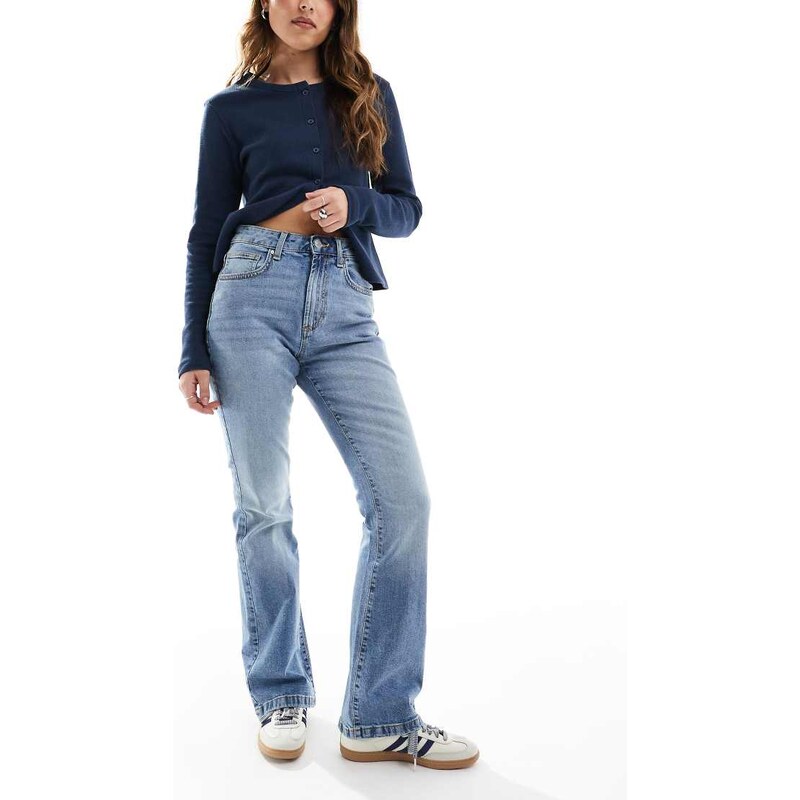 Cotton On 70s high rise flared jean in stone blue 115695620