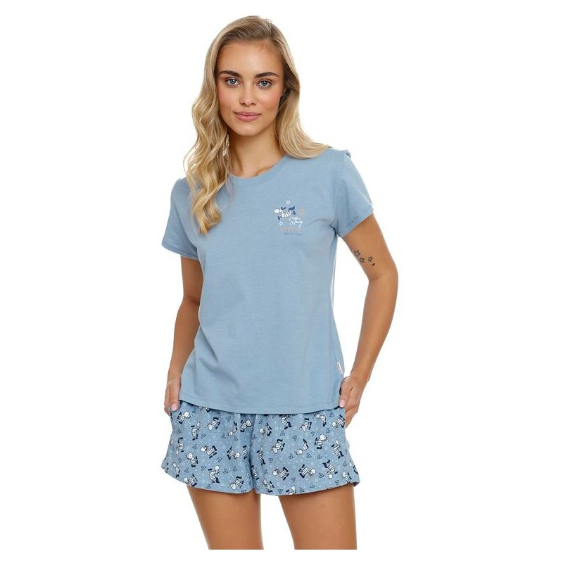 DN Nightwear Dámské pyžamo Stay positive světle modré 77559971