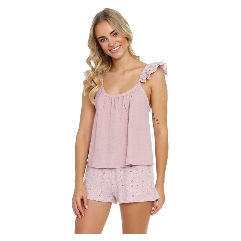 DN Nightwear Dámské mušelínové pyžamo Susy růžové 78836219