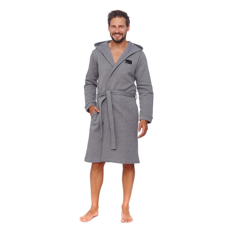 DN Nightwear Pánský lehce zateplený župan James šedý