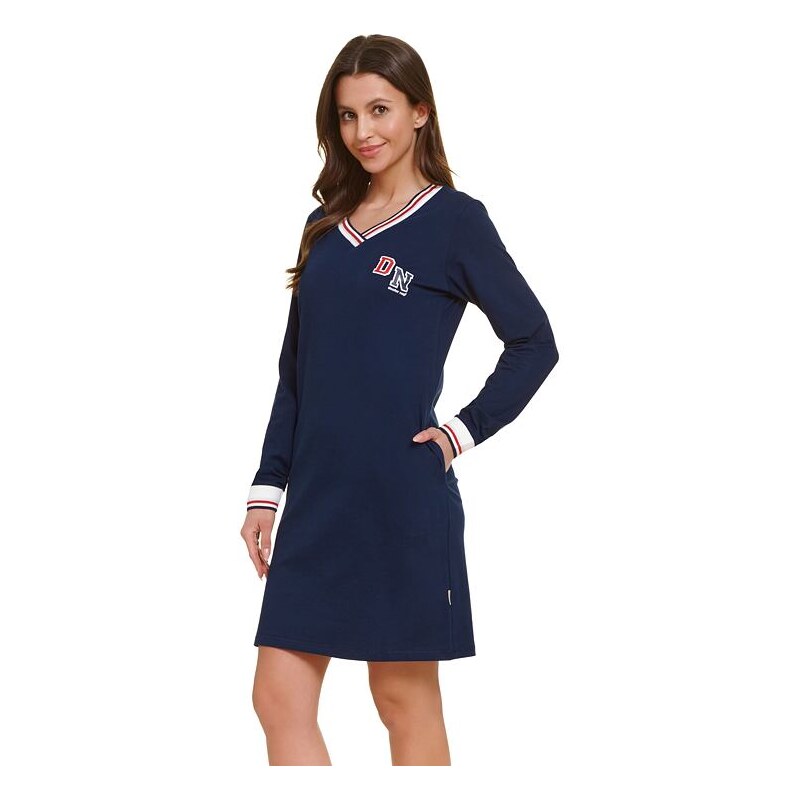 DN Nightwear Dámská bavlněná košilka Dakota tmavě modrá