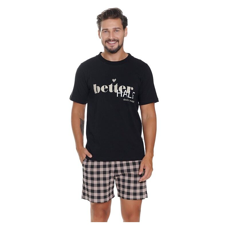 DN Nightwear Pánské pyžamo Best černé s nápisem