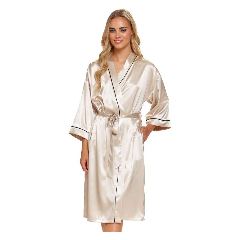 DN Nightwear Dámský saténový župan Champagne zlatý 90131828