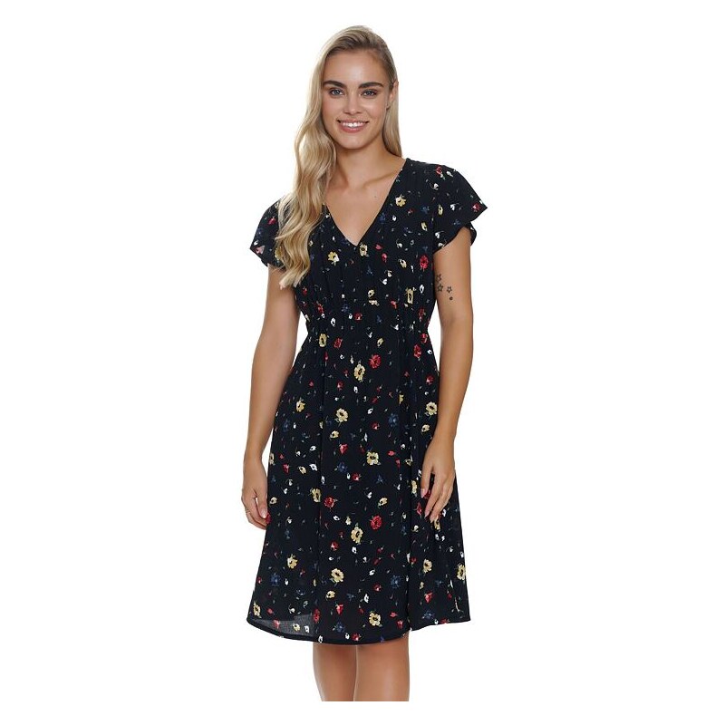 DN Nightwear Dámská noční košile Popy černá květy 89876075