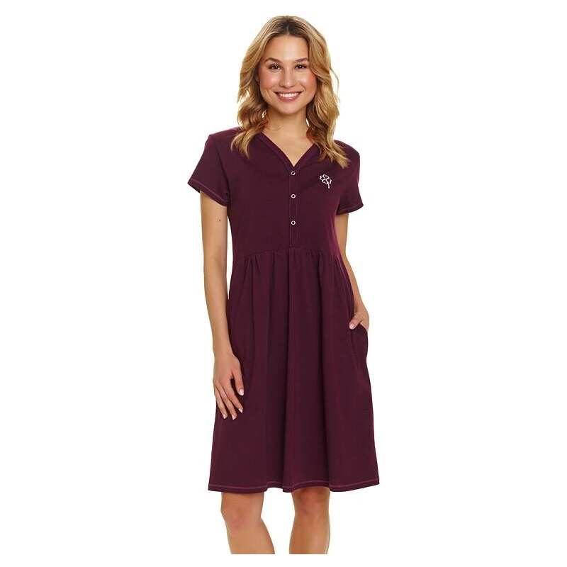 DN Nightwear Dámská noční košilka Happiness vínová čtyřlístek 96280852