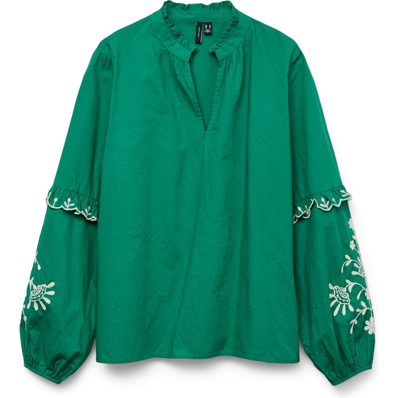 VERO MODA Halenka VMNOEL smaragdová / bílá