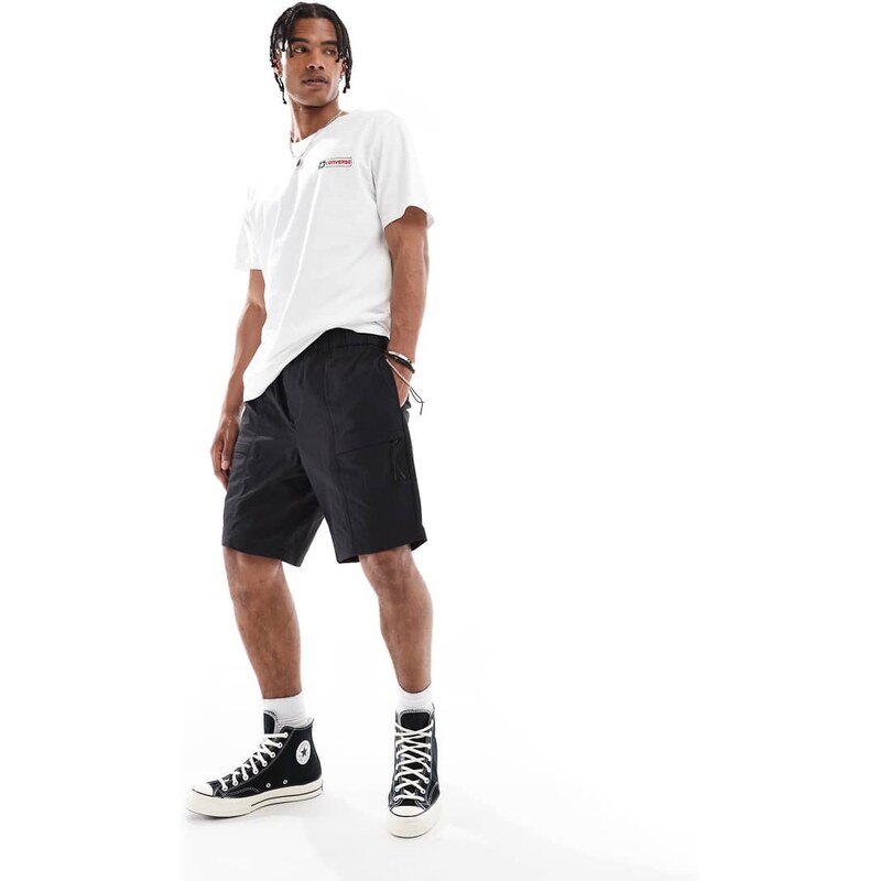 New Look tech zip short in black