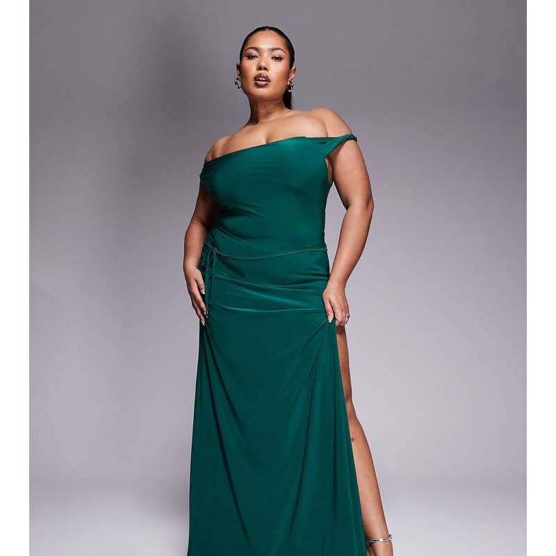 ASOS Curve ASOS DESIGN Curve twist shoulder with lace up back maxi 105387096