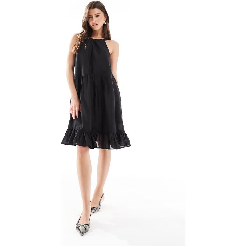 French Connection Hollan mini dress with bow back in black 105607845