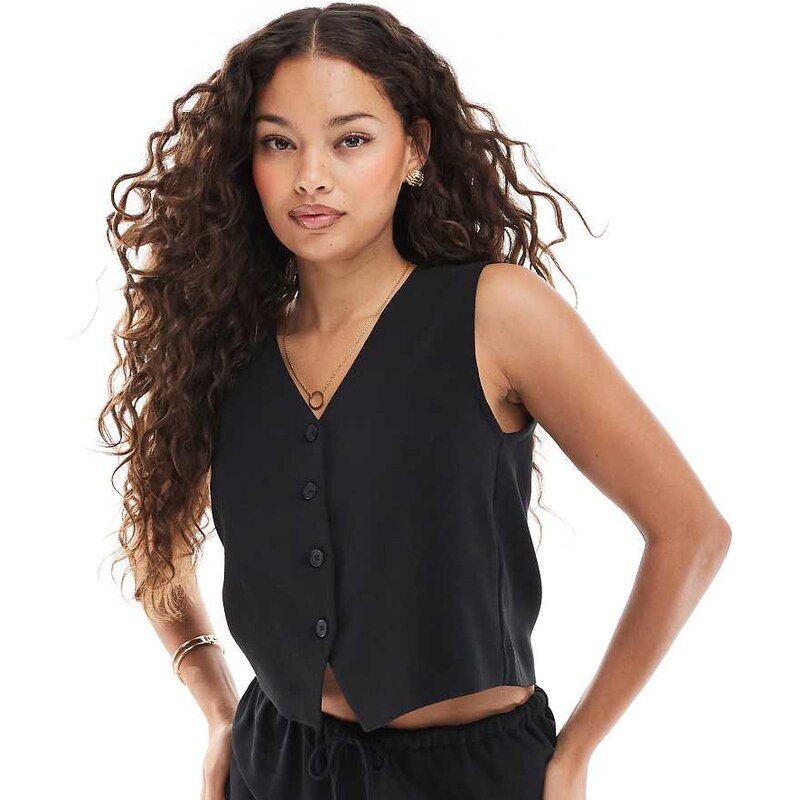 ONLY Petite tailored waistcoat co-ord in black 105389507