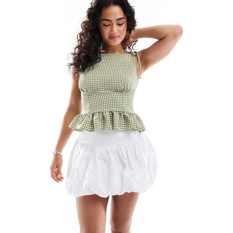 ASOS DESIGN dropped waist bubble skirt in white