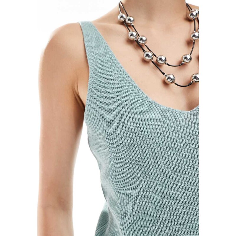 Vero Moda ribbed knit v neck cami top in grey mist