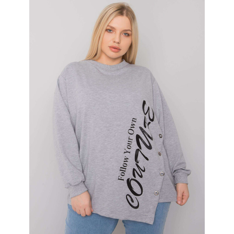 RELEVANCE Šedé tričko s asymetrickým cípem Couture -grey Šedá