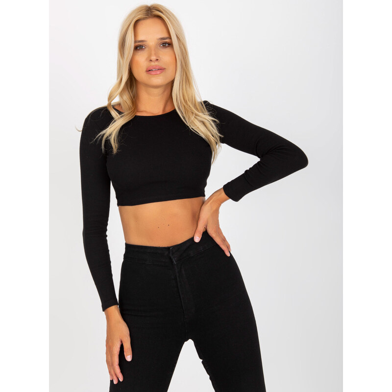 RUE PARIS Černý crop top s holými zády --black Černá 115137356