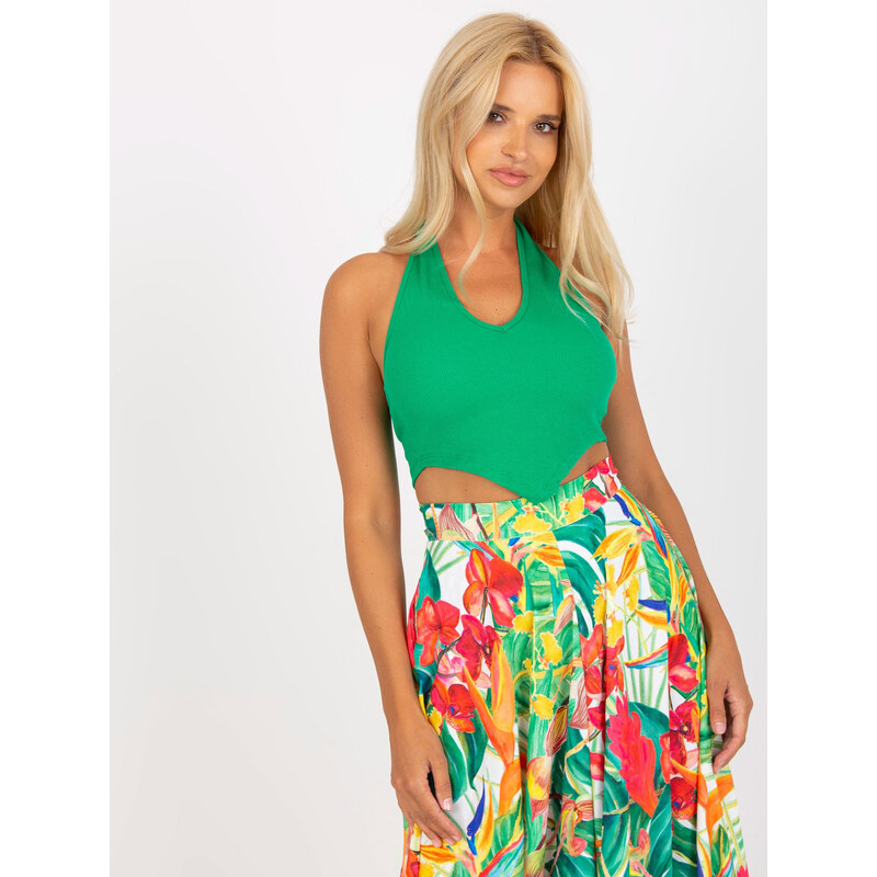 RUE PARIS Zelený crop top s holými zády --green Zelená 85875716