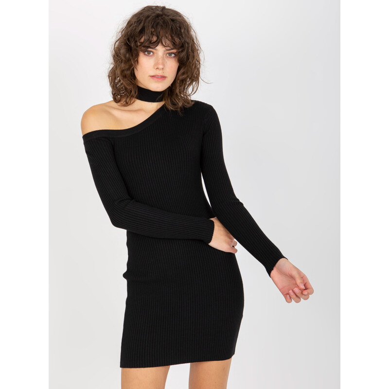 BASIC Černá žebrované mini šaty NM-SK-NG-2315.19P-black
