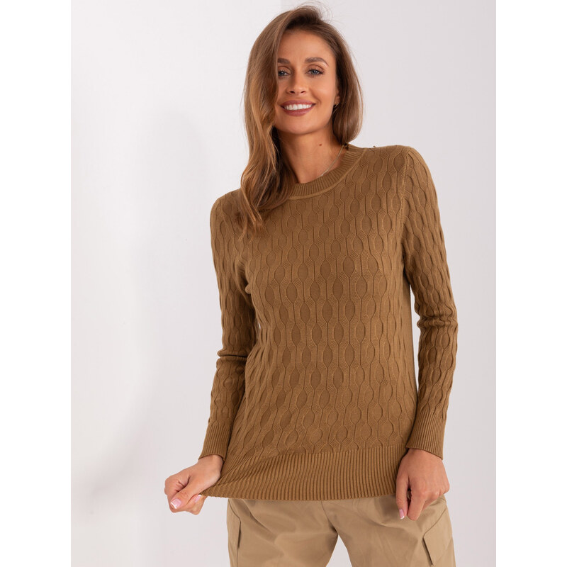 ITALY MODA Hnědý svetr se vzory -brown Hnědá 86627221