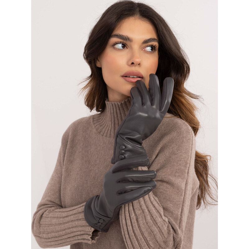 ITALY MODA Tmavě šedé elegantní dámské rukavice -dark grey Šedá 100833474