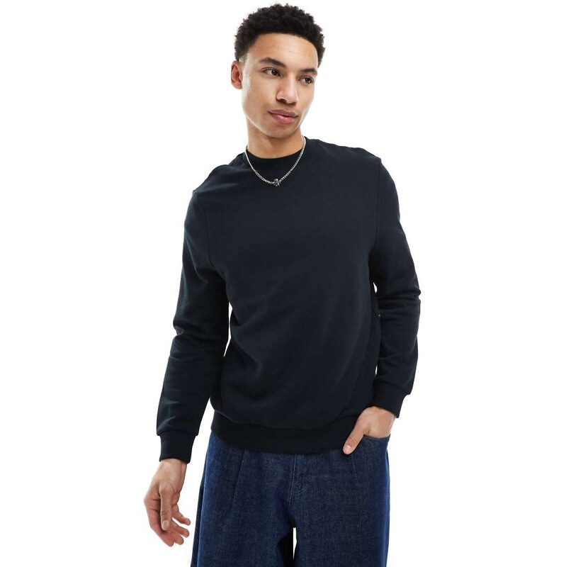 ASOS DESIGN essential sweatshirt in black - BLACK