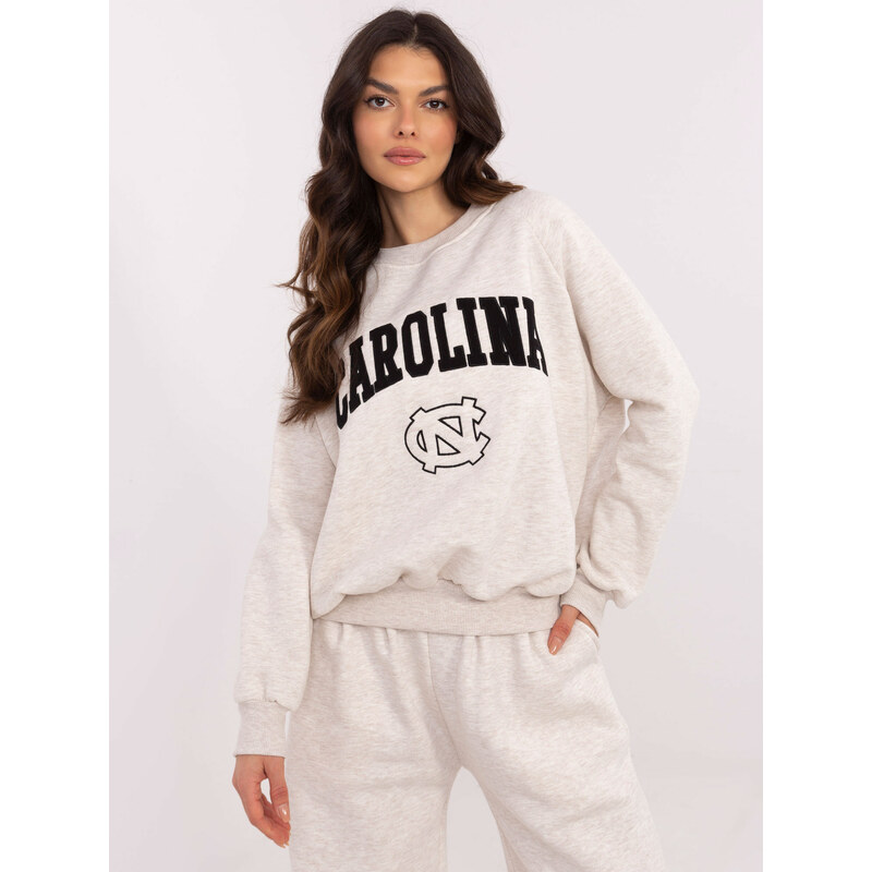 BASIC Béžová melanž dámská oversize mikina bez kapuce -light beige 103646982