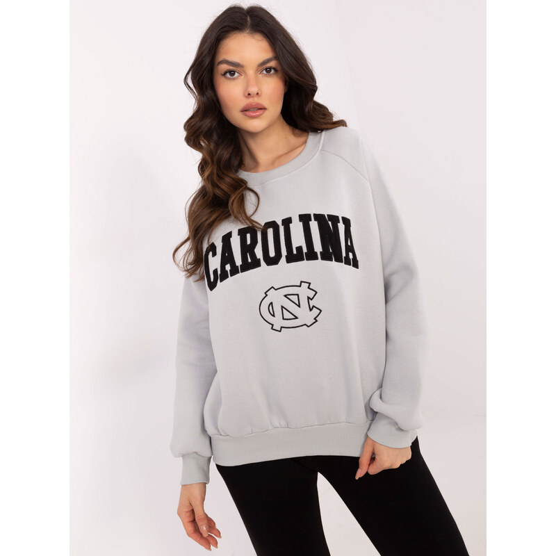 BASIC Světle šedá dámská oversize mikina bez kapuce -light grey