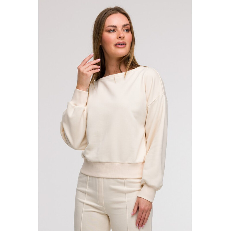 BeWear B293 Mikina s otevřenými zády - vanilka