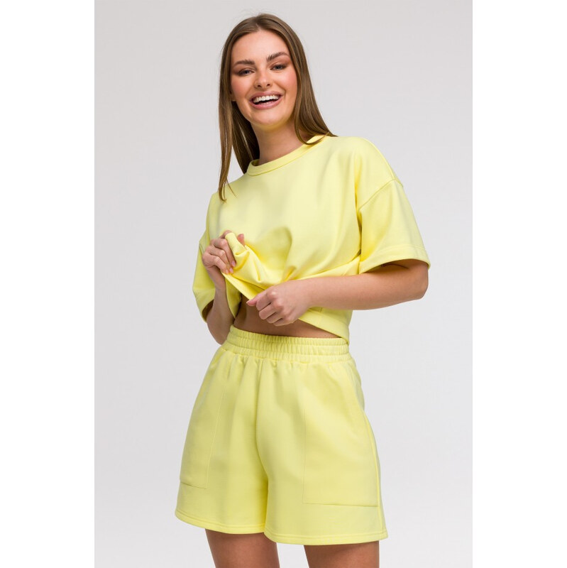 BeWear B295 Šortky s kapsami s nášivkami - citronové 105391760