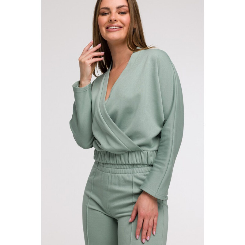 Široké kalhoty s předními mátové model 21047270 - BeWear
