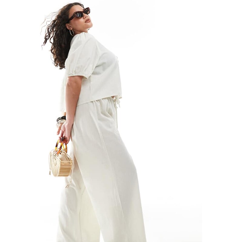 Esmee Curve Exclusive drawstring beach trouser in oat-Neutral 109654702