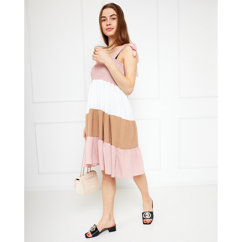 Resti Pink womens dress with tied straps - Clothing 108139952