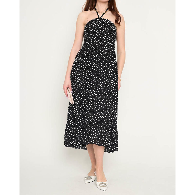 Resti Womens black polka dot midi dress - Clothing 108139957
