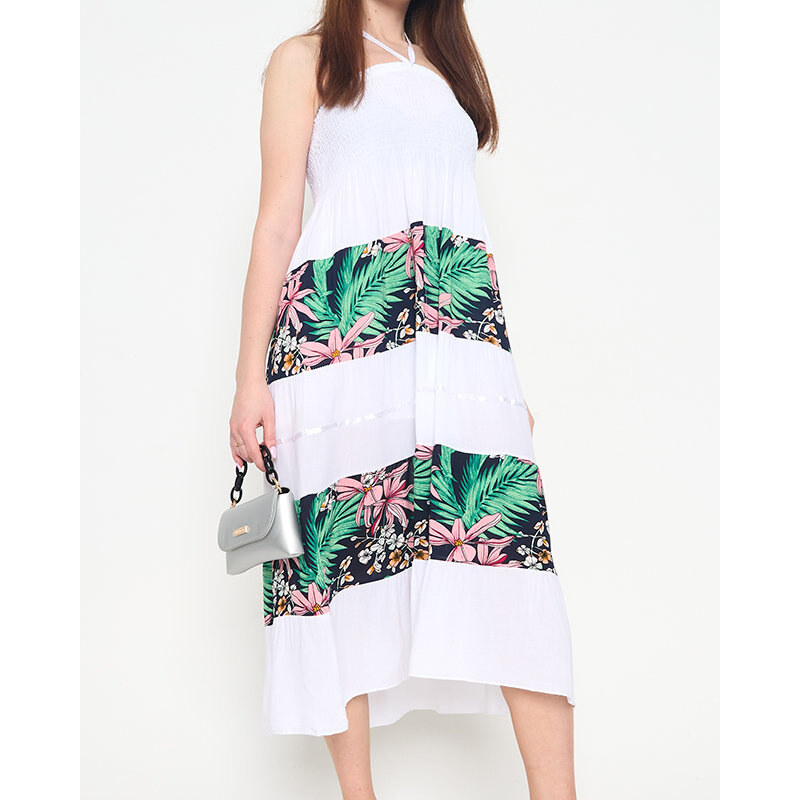 Resti Womens white floral midi dress - Clothing 108140022